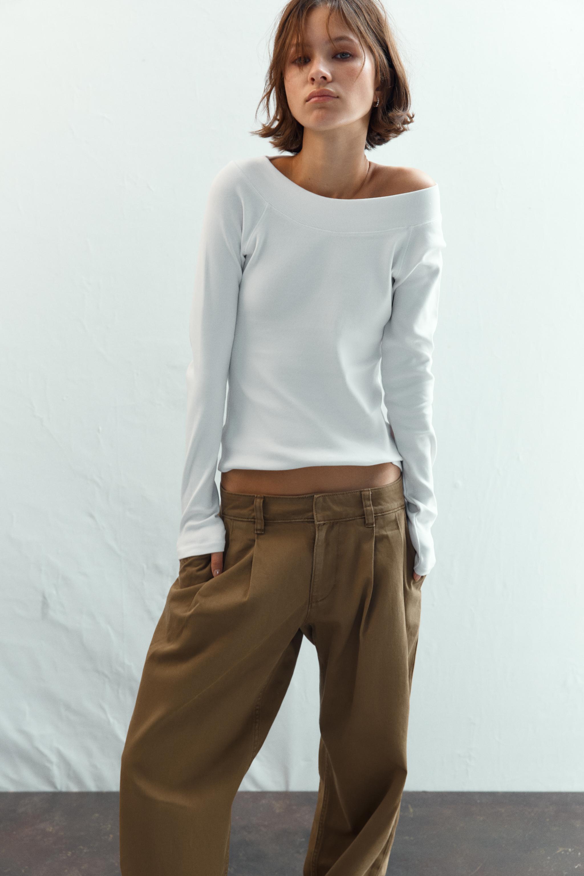 T-SHIRT CÔTELÉ À COL BATEAU